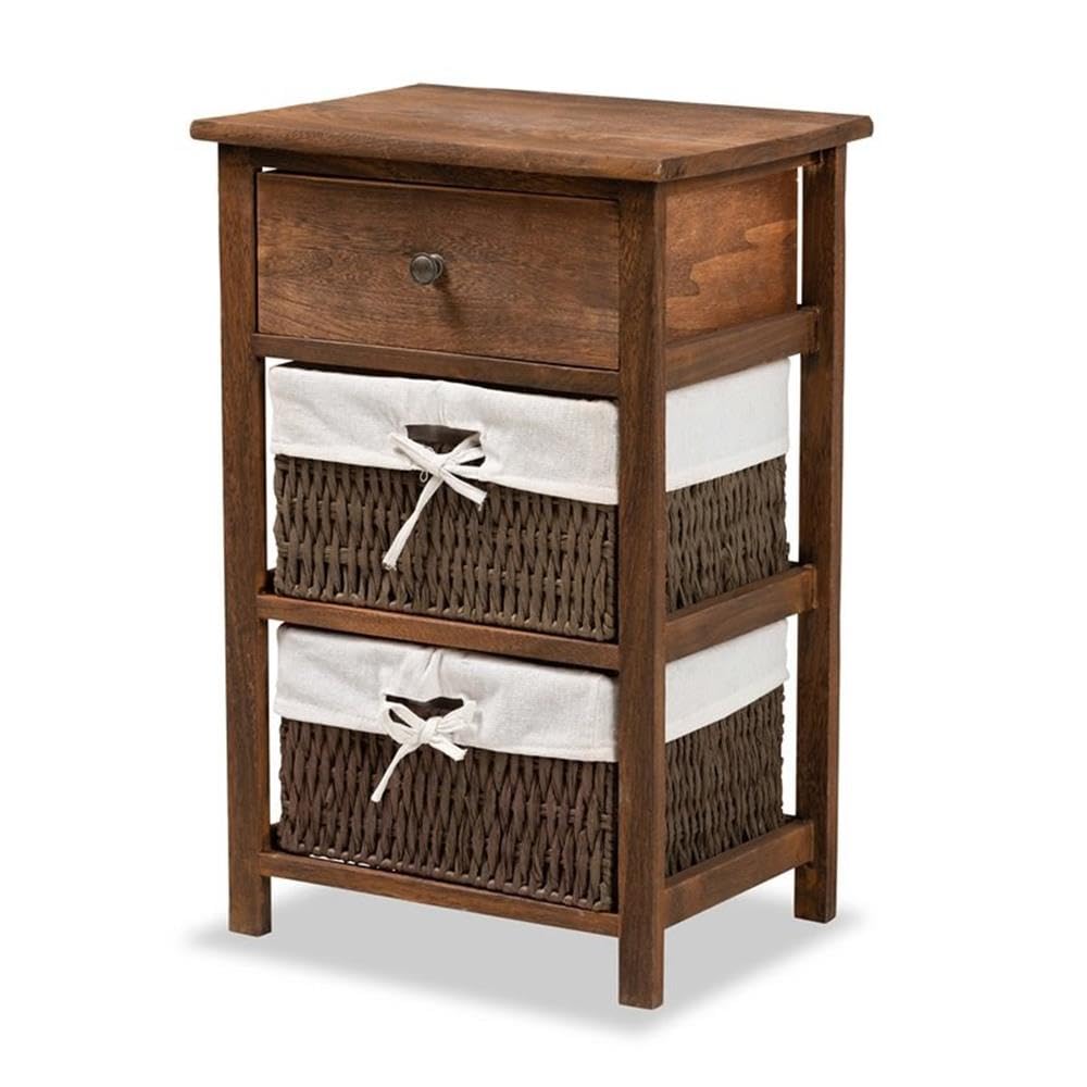 Baxton Studio Cade Walnut Brown Finished Wood and 1-Drawer End Table